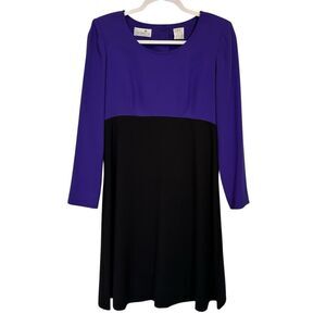 Liz Claiborne Petite  Dress Purple Black Size 8 Knee Length